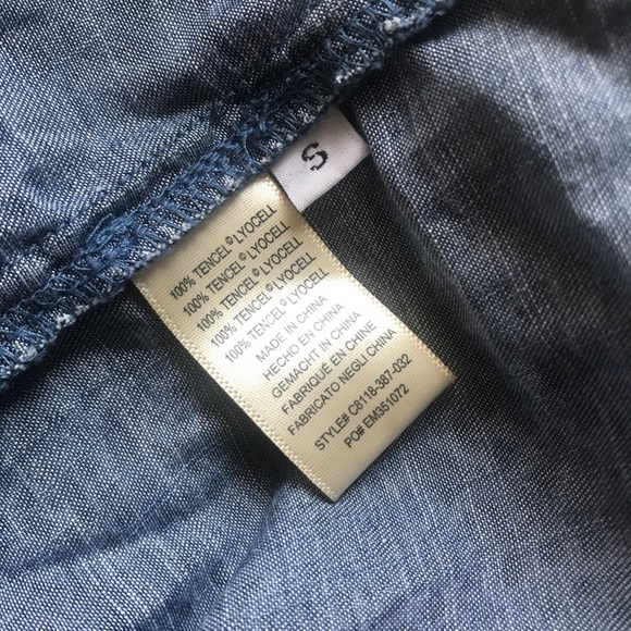 Cloth & Stone Anthropologie Medallion Print Chambray Tie Waist Shirt Dress Small - Picture 10 of 16